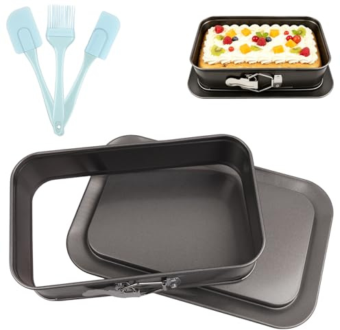 HONMINHUA Springform Rechteckig 28 x 18 cm Kohlenstoffstahl Backform Rechteckig Springform Kuchenform Große Käsekuchenform Antihaft-Backform Form Auslaufsicher
