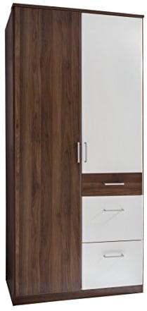 Wimex Kleiderschrank/ Drehtürenschrank Click, (B/H/T) 90 x 199 x 58 cm, Columbia Nussbaum/ Absetzung Alpinweiß