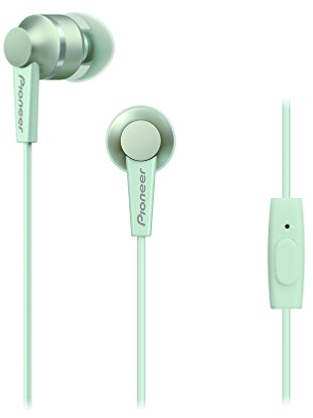 Pioneer SE-C3T(GR) In-Ear Headphones (Aluminium body, Control panel, Microphone, Silicone earplug, light-compact-convenient, Industrial Design, for iPhone, Android Smartphones), Mint Green