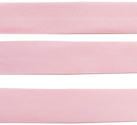 Ruban Biais Replié 20 mm Coton Polyester Vendu par 5 Mètres Plusieurs Coloris au Choix - Rose clair