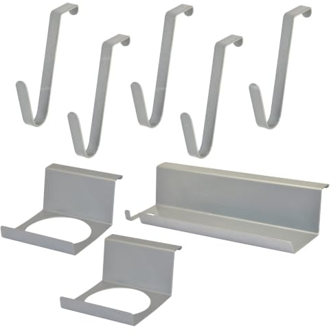 WAGNER GrowFAMILY - 8-teiliges Zubehörset - 1 Ablageplatte, 2 Topfhalter, 5 Haken, aus pulverbschichtetem Stahl Ral 9006-25310001