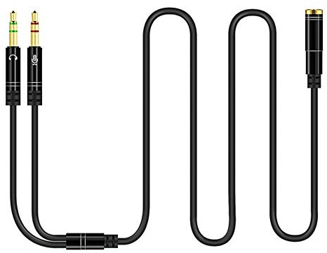 Headphone Y Cable Splitter Adapter for Computer 3.5mm Female to 2 Dual 3.5mm Male Gold-Plated Corrosion-Resistant Audio Mic Y Cable for Headset Connecting to PC,Audio Connector for PC (100CM, Black)
