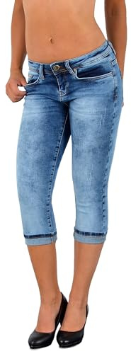 ESRA Damen Caprihose Capri Hose Damen Kurze Hose Jeans 3/4 Jeans Hüfthose extra Tief H11