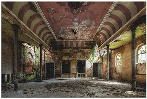 ARTland Wanddeko Wandbild Alu Verbundplatte für Innen & Outdoor Bild 60x40 cm Architektur Lost Places Ruinen Licht Ballsaal verlassene Orte Alt Vintage T9SV