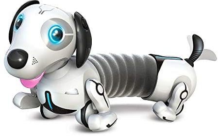 YCOO Silverlit Germany GmbH ROBO DACKEL - Silverlit Toys - Ferngesteuerter und ausziehbarer Hund - Regiert auf Bewegungen - Holt seinen Ball - 35 cm - weiß, bunt, 40x23x25cm