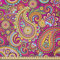 ABAKUHAUS Bunt Stoff als Meterware, Paisley Osten, ausdehnbar mit Elestan für Heimwerkarbeiten und Näharbeiten, 2Meters, Magenta Blau