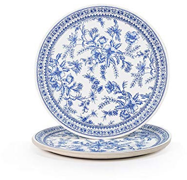 Coterie Fancy Paper Plates (Set of 10 Large Plates) - Blue and White Floral Paper Plates for Bridal Shower, Baby Shower, Birthday and More - Tea Party Plates | 9.25” Decorative Paper Plates