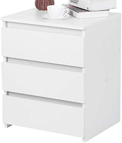 BAKAJI Comodino Camera da Letto Mobiletto Cassettiera 3 Cassetti Design Moderno in legno MDF Colore Bianco Mobile Arredo Casa Dimensione 55 x 45 x 38 cm