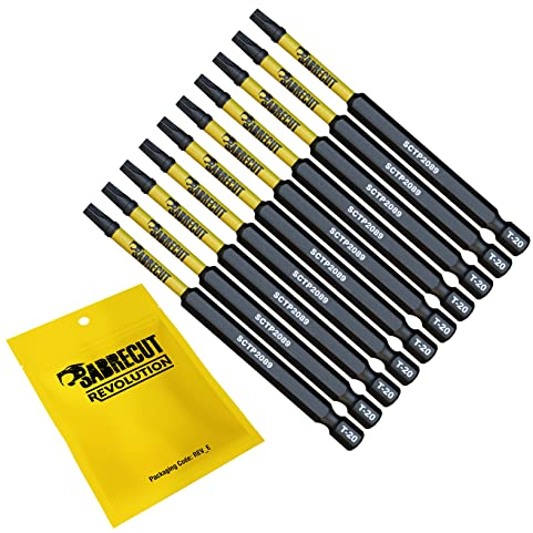 10 x SabreCut SCTP2089_10 89mm T20 TX20 Torx Tamper Proof Security Magnetic Impact Screwdriver Driver Bits Set Heavy Duty