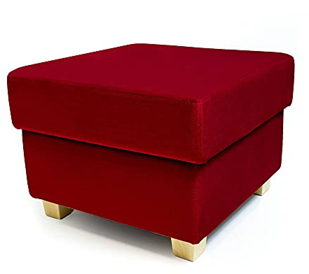 Comfort-Pur Martin Sitzpuff Sitzpouf Puff Pouf Sitzhocker mit Stauraum Fußhocker Sitztruhe Sitzwürfel (Beinfarben - Buchenbein, Rot)