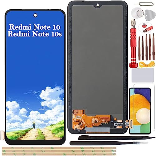YHX-OU TFT LCD para Xaiomi Redmi Note 10 4G Redmi Note 10S Pantalla Completa LCD Display Conjunto Digitalizador Pantalla Táctil Reemplazo + Herramienta + 1 Pieza Vidrio Templado