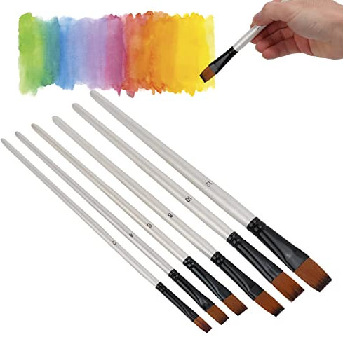 6 Pinceles angulares, Juego de Pinceles de Acuarela para Acuarela, Pintura al óleo, acrílico, Cara, Cuerpo, uñas(#2)