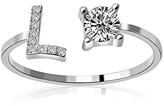 KMKM Buchstabe Ring Silber 925 Damen Offener Verstellbare stapelba Personalisierter Initiale Alphabet A-Z Ring für Mutter Freundin