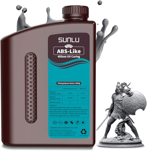 SUNLU 2KG ABS Like 3D Printer Resin, 405nm UV Curing Photopolymer Rapid 3D Resin for 2K 4K 6K 8K LCD/DLP/SLA 3D Printers, Non-Brittle & High Precision & Low Shrinkage, 2000g Dark Grey