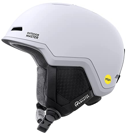 OutdoorMaster MIPS Skihelm, Snowboardhelm für Herren und Damen, Snowboard Helm mit Ventilationssystem, Individuelle Größenanpassung, Helm Farben Matt - Schwarz Weiß Grau Blau