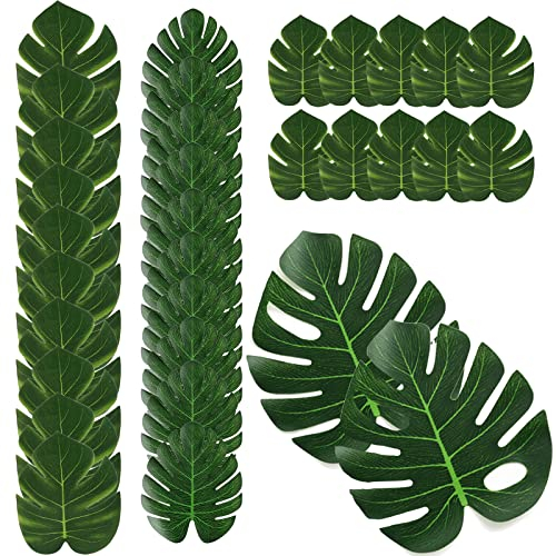 Palma Artificiales,30pcs Plantas Artificiales,Hoja Palmera Artificial, Hojas Tropicales Artificiales Palma Planta Verde,Hojas de Palma Tropical Artificiales,para Playa Fiesta Temática/Fiesta de Hawaii