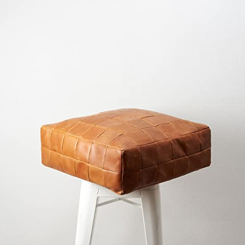 MARRAKESH STYLE Bequemer Ottoman-Sitzhocker aus Leder, handgefertigt, ungefüllt, marokkanischer Sitzsack, quadratisch, ideal für Wohnzimmer, Schlafzimmer, Kinderzimmer, luxuriös, quadratisch, Braun