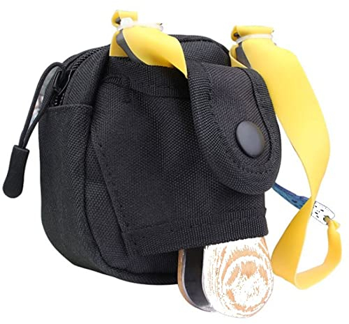 LENIAR Tasche Für Taktische Steinschleuder, Schleuder Gürteltasche Mit Kugeltasche Und Haken, Leinwand Schwarz 11 * 8 * 10.1cm
