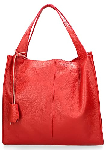 Gave Lux Umhängetasche mit einem Fach für Damen. Italienisches Handwerksprodukt aus echtem Dollar-Leder. Hergestellt in Italien GLX22331223FBG-D08_RED_RED 34x32x11 cm