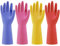 Bamllum Rubber Kitchen Dishwashing Gloves - 4 Pairs Colorful Reusable Household Cleaning Gloves for Washing Dishes and Cleaning Tasks, Flexible Durable and Non-Slip (Medium, Blue+Pink+Yellow+Orange)