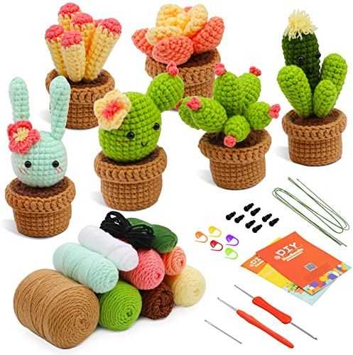Namner Amigurumi Plant Crochet Set, Crochet Kit for Beginners | DIY Handcrafts with Crochet Hooks, Yarn, Polyester Fiber Filling, Hand Sewing Needle, Stitch Markers and Instruction