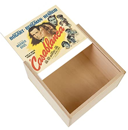 Fabulous Box aus Holz – alte italienische Filmplakat Casablanca Retro Kino Poster Vintage 2 (11 x 11 x 3,5 cm)