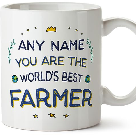 MUGFFINS Personalised Mug for Farmer - in English - World's Best - Funny Custom Gift for Colleagues - Ceramic 11oz Mug
