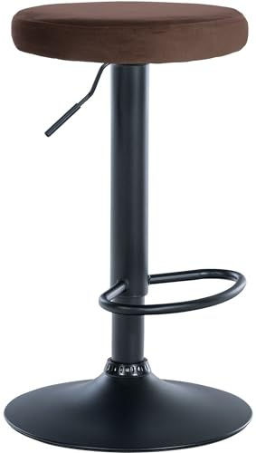 CLP Barhocker Ponte Samt-Bezug I Höhenverstellbarer Stuhl, Farbe:braun, Gestell Farbe:schwarz