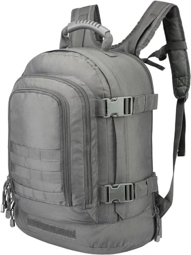 HYKING Großer taktischer erweiterbarer Rucksack, 39 l - 64 l, militärische Tasche mit Hüftgurt, Grau, Taktisch