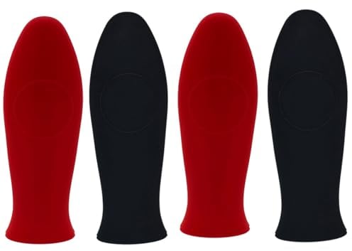 Bessy shop Hot Handle Holder,4PCS Silicone Hot Handle Holder Potholder Pan Handle Cover for Cast Iron Skillets Rubber Pot Handle Sleeve