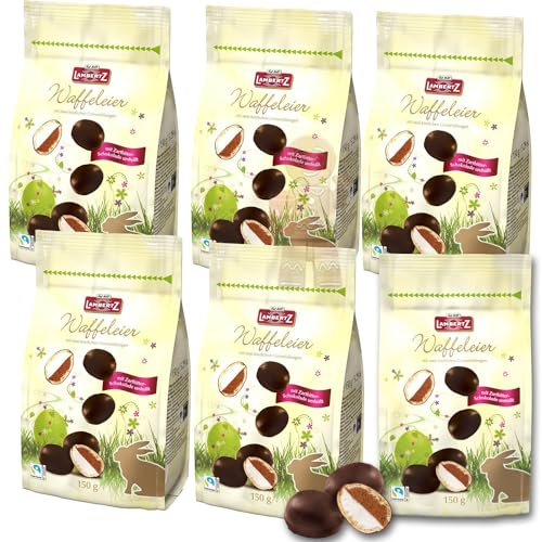Waffeleier 6x 150g doppelt gefüllt mit feinster Kakao- und Vanillecreme und mit Schokolade umhüllt | Lambertz 900g …