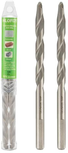 HLOFIZI 3/8 x 6 Masonry Drill Bits 3/8 inch Concrete Drill Bits Carbide Tipped Hammer Drill Bit, for Cement, Brick, Stone, 2 Pack