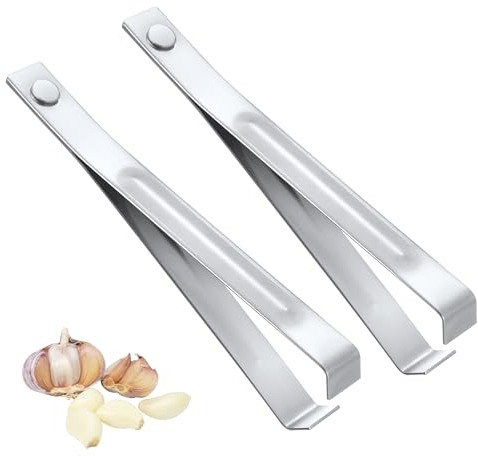 2pcs Fish Bone Tweezers, Stainless Steel Garlic Tongs Peeling Clips Garlic Peeler Skin Remover Tool Fishbone Pin Pliers Picker for Cooking Practical Gadgets Vegetables Tools