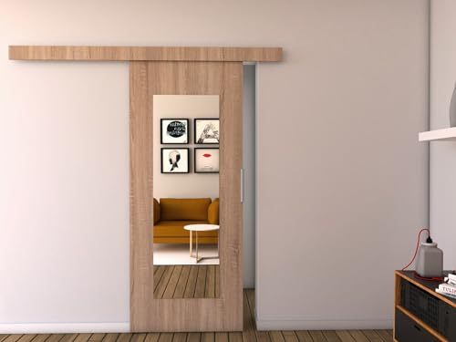 MINIO go for it - Schiebetür Komplettset CLEAN I, 96 cm Breit, Schiebetüren, Wandmontage, Schiebetürsystem, Zimmertüren - Sonoma Eiche