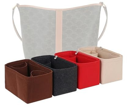 LinerLink Taschen-Organizer für Celine mittelgroße Triomph-Eimertasche (24 x 27 x 18 cm (L x H x T), handgefertigter Tascheneinsatz, 2 mm Filztascheneinsatz, Damen-Handtaschenformer (Schwarz, Stil C)