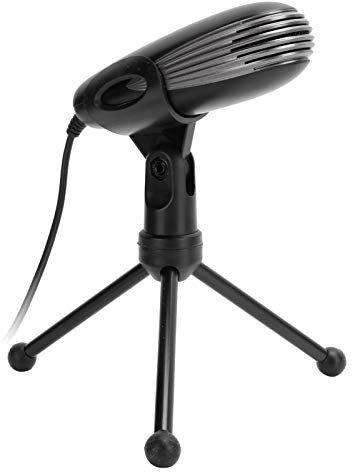 Beufee Micrófono De Grabación De Condensador, Micrófono para PC con Soporte para Micrófono, Micrófono con Enchufe De 3,5 Mm para PC, Micrófono De Transmisión para Cantar, Juegos, Computadora(Negro)