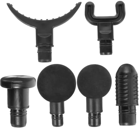 Massageaufsatz für Körper und Rückenmuskeln, 6 Stück Schwarz | ABS Material, Austauschbare Köpfe, für Heimtraining und Fitnessstudio, Kompakt Verstaubar
