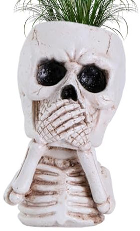 Maceta de Calavera para Plantas de Interior,Maceta de Calavera - Macetero de Interior - Maceta pequeña para Plantas, macetero de Resina para Halloween, macetero gótico, decoración del hogar