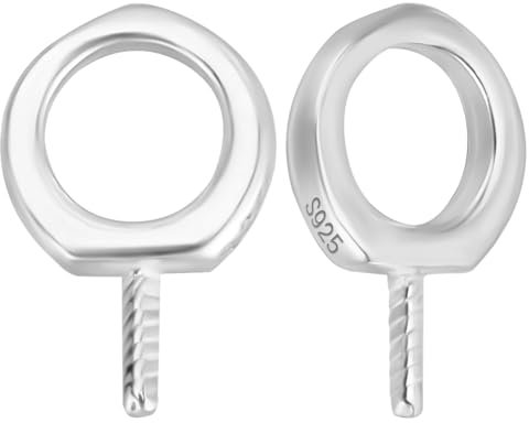 Beebeecraft 1 Box 10Pcs Mini Screw Eye Pin 925 Sterling Silver Screw Eye Pins Clasps Hooks for Half Drilled Beads Bracelet Keychain Earring Crafts Making (9x6x1mm)