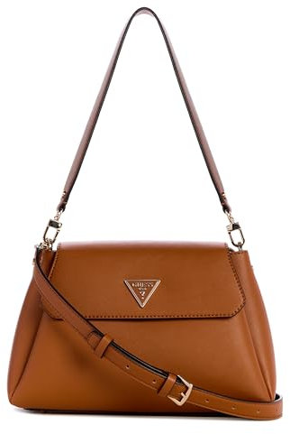 GUESS Damen Sora Girlfriend Flap Shoulder Bag Schultertasche, Cognac