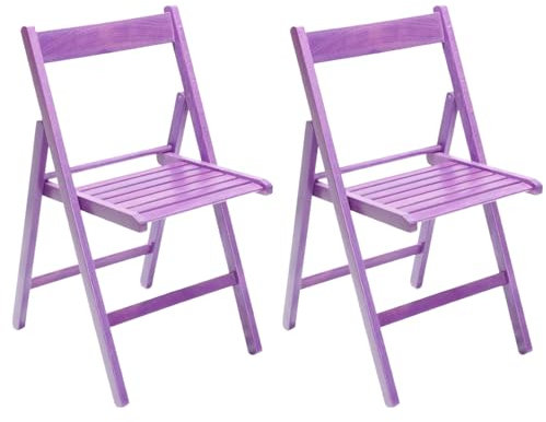 Marvin Sedia in Legno Pieghevole Birreria Colorata Interno o Esterno Salvaspazio Richiudibile da Campeggio Giardino Cucina Legno Massello Di Faggio (2, Viola)