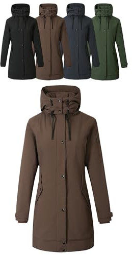 Covalliero - Damen Parka | Reitjacke mit Reitschlitz | warme Übergangsjacke mit hohem Kragen & 5 Taschen | wasserabweisende Winterjacke | Reitbekleidung in Coffee | Größe S