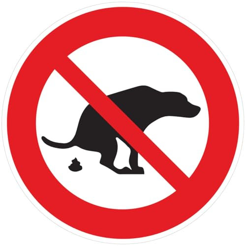 Ambiance Sticker Autocollant Panneau de Signalisation Adhesive Pipi de Chien Interdit Signalétique Laminé Plastifié Résistant à l'eau et aux UV - Ne pas Laisser les Chiens Uriner Rond - 10 cm ⌀