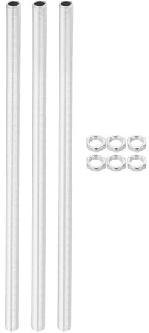 PATIKIL Kit Tubo Lampada M12 Filettatura 300mm/11.8 con Dadi Bloccaggio, 3 Set Barre Filettate, Elementi Fissaggio per Lampadari, Plafoniere, Zincato