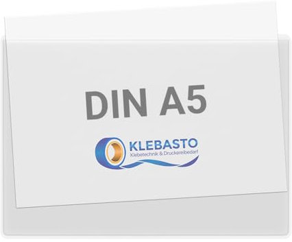 KLEBASTO Selbstklebetaschen | Transparent | Sichttaschen zum Kleben | DIN A5 | Breite Seite Offen | 100