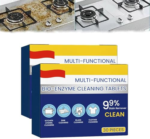 Multi-functional Bio-enzyme Cleaning Tablets,Cleaner Dissolve Concentrated Tablets,All-Purpose Cleaning Powder,Water Bottle Cleaning Tablets,Household Enzyme Cleaner for Clothes,Cooktops (2, Box)