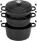 ProCook Stacking Cast Iron Casserole Dish & Griddle Pan Set (Black, 24cm) Induction Compatible, 25 Year Guarantee