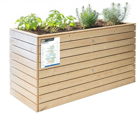 WESTMANN Hochbeet Fichte XL inkl. Aussaatkalender | 160x70x90 cm Natur | Kräuterbeet für den Außenbereich | Holzhochbeet zum Bepflanzen von Gemüse & Kräutern