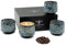 Pheniox | Juego de tazas de cappuccino azul Tibet | 4 piezas | 180 ml | tazas de gres de alta calidad | sin asa | apto para lavavajillas | café | café | espresso | moca | regalo hombre mujer
