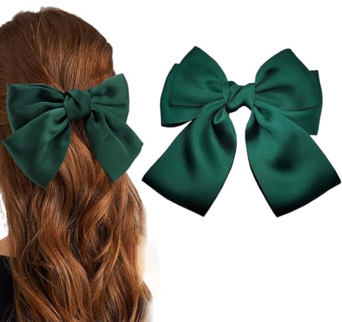UEIOAVL Haarklammern, 1 x Haarspange mit Schleife Haarspange mit Entenschnabel Haarspange mit französischem Band Haar-Accessoires für Frauen und Mädchen (grün)